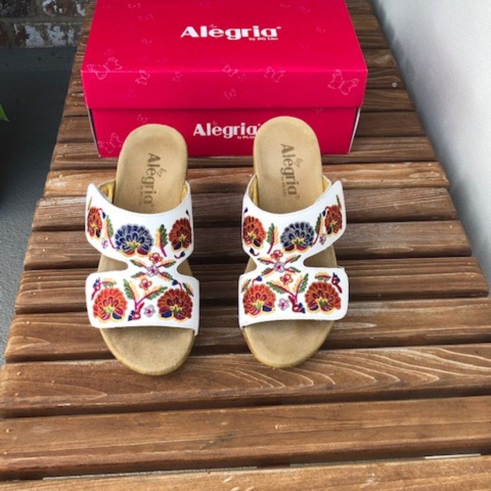 Embroidered Leather Slip-on Wedge …